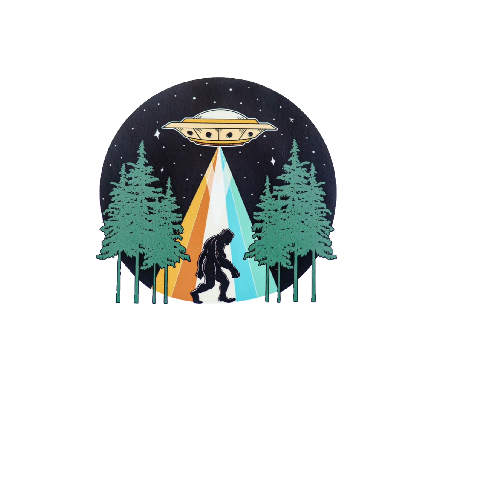 Durable vinyl, die-cut Squatch Spaceship Sticker