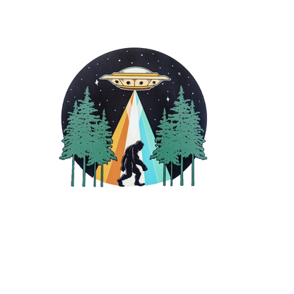 Durable vinyl, die-cut Squatch Spaceship Sticker