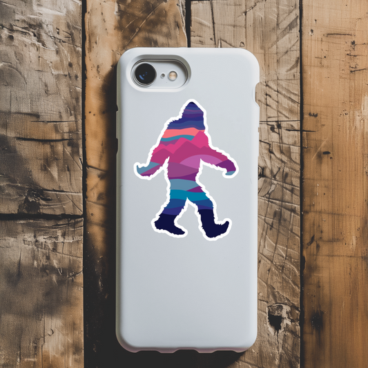 Durable, die-cut, vinyl, Squatch Sunset Sticker.