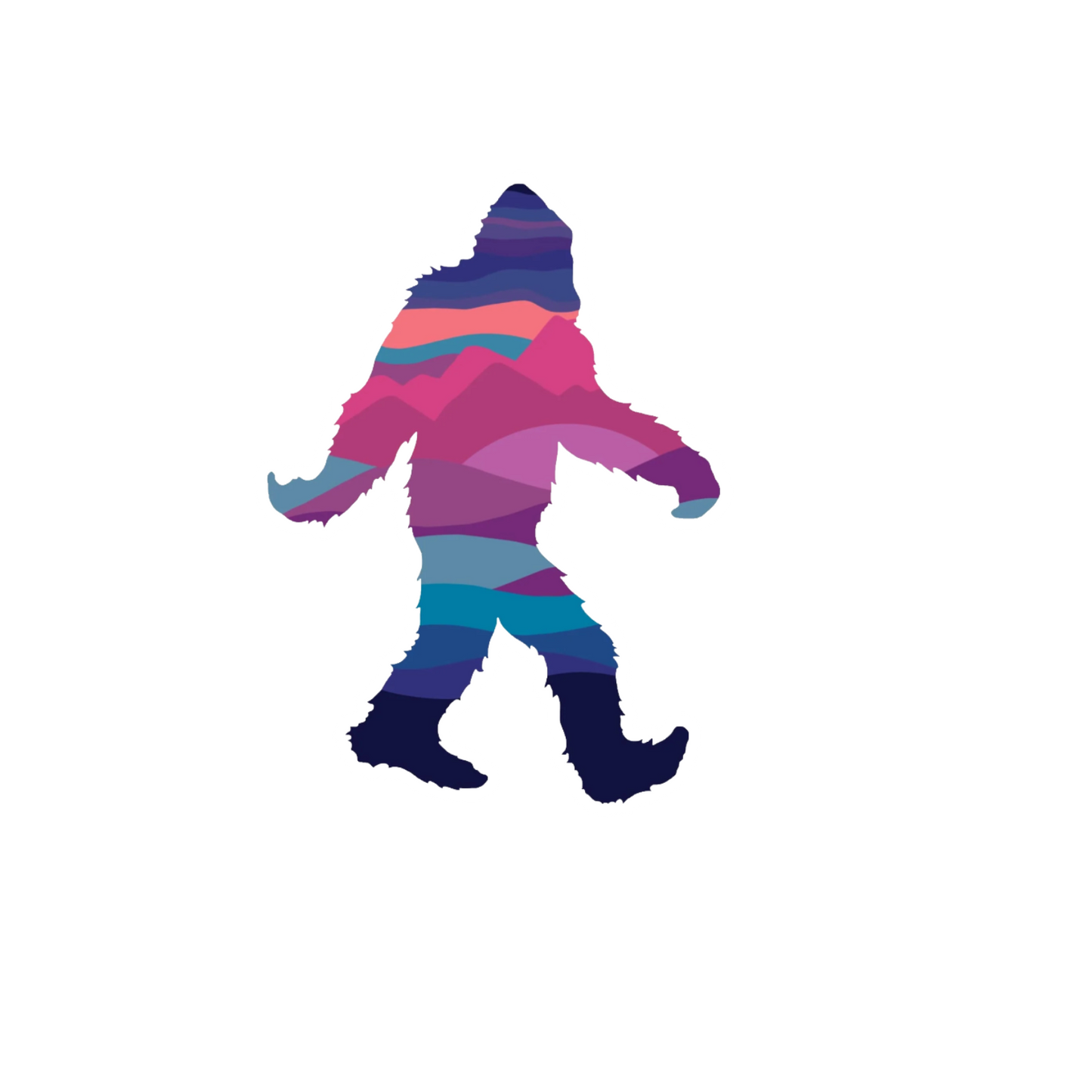 Durable, die-cut Squatch Sunset Sticker