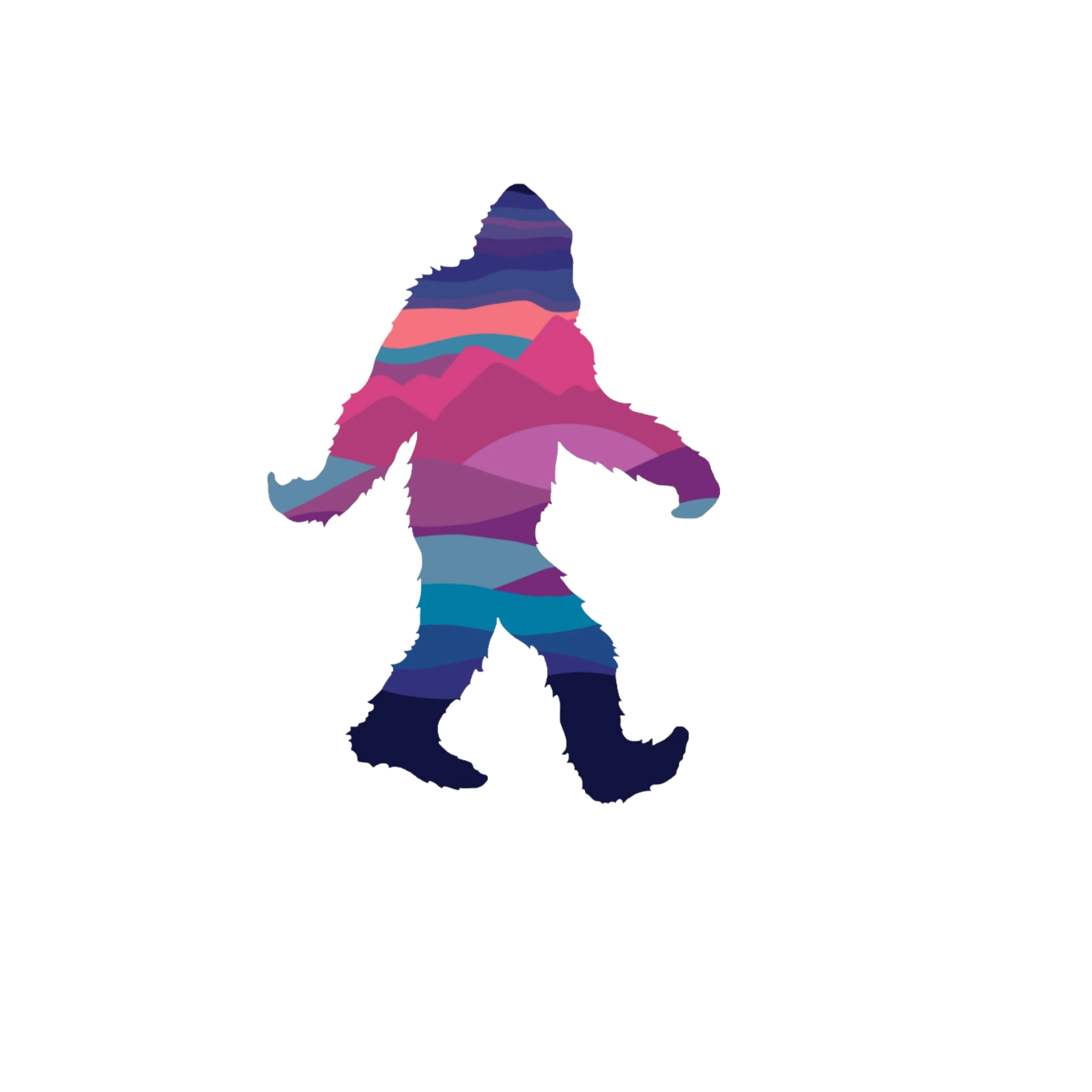 Durable, die-cut Squatch Sunset Sticker