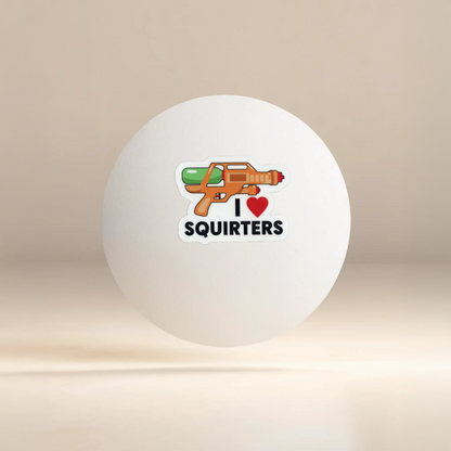Durable, vinyl, die-cut, Squirters Sticker.