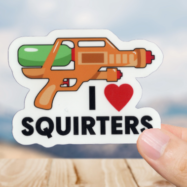 Durable, vinyl, die-cut, Squirters Sticker.