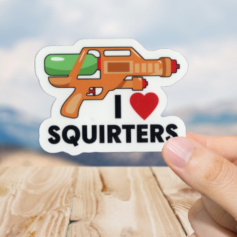 Durable, vinyl, die-cut, Squirters Sticker.