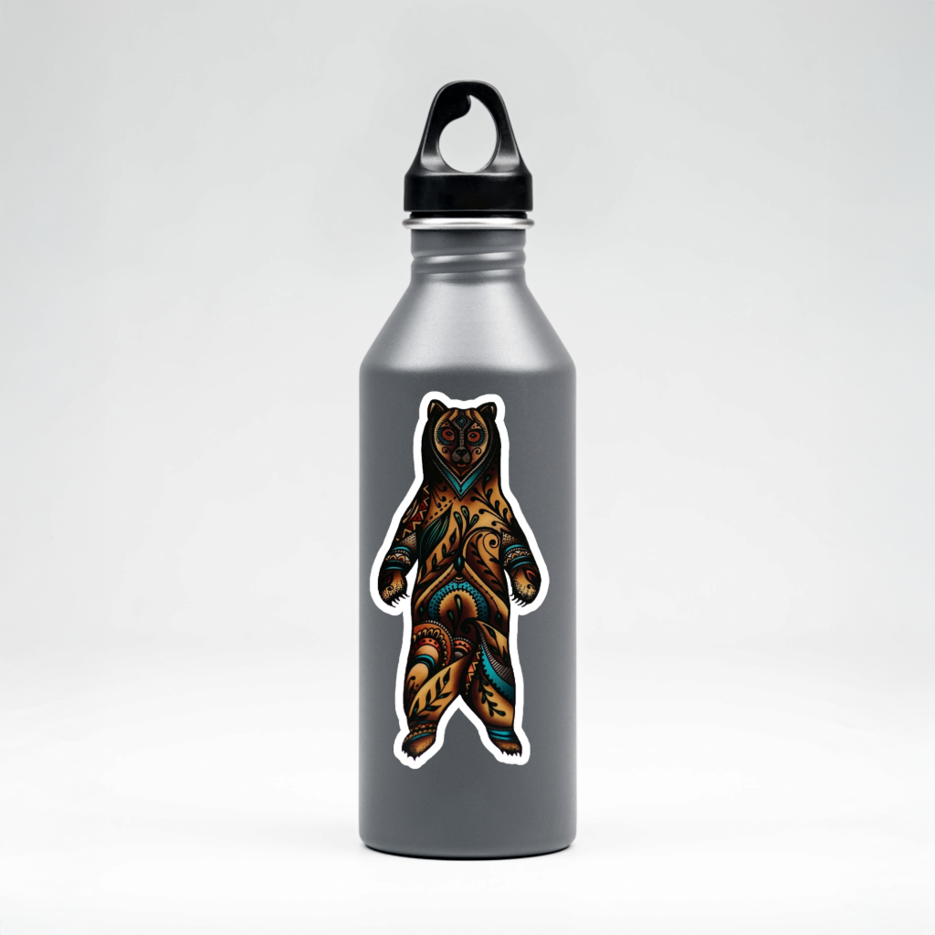 Durable, vinyl, die-cut, Standing Wilderness Bear Sticker.