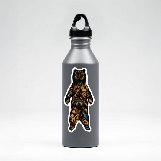 Durable, vinyl, die-cut, Standing Wilderness Bear Sticker.