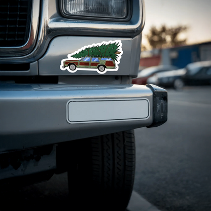 Durable, die-cut, vinyl, Station Wagon Christmas Tree Sticker.