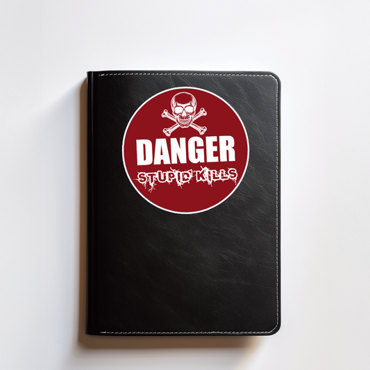 Durable, vinyl, die-cut, Stupid Kills Sticker.
