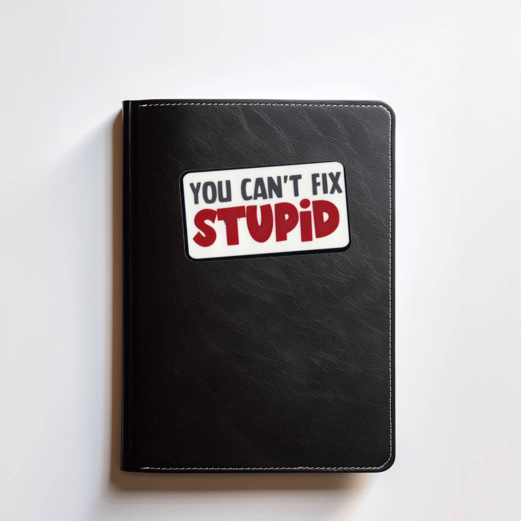 Durable, vinyl, die-cut, Stupid Sticker.