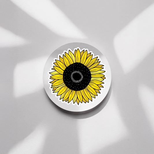 Durable, die-cut, vinyl, Sunflower Sticker.