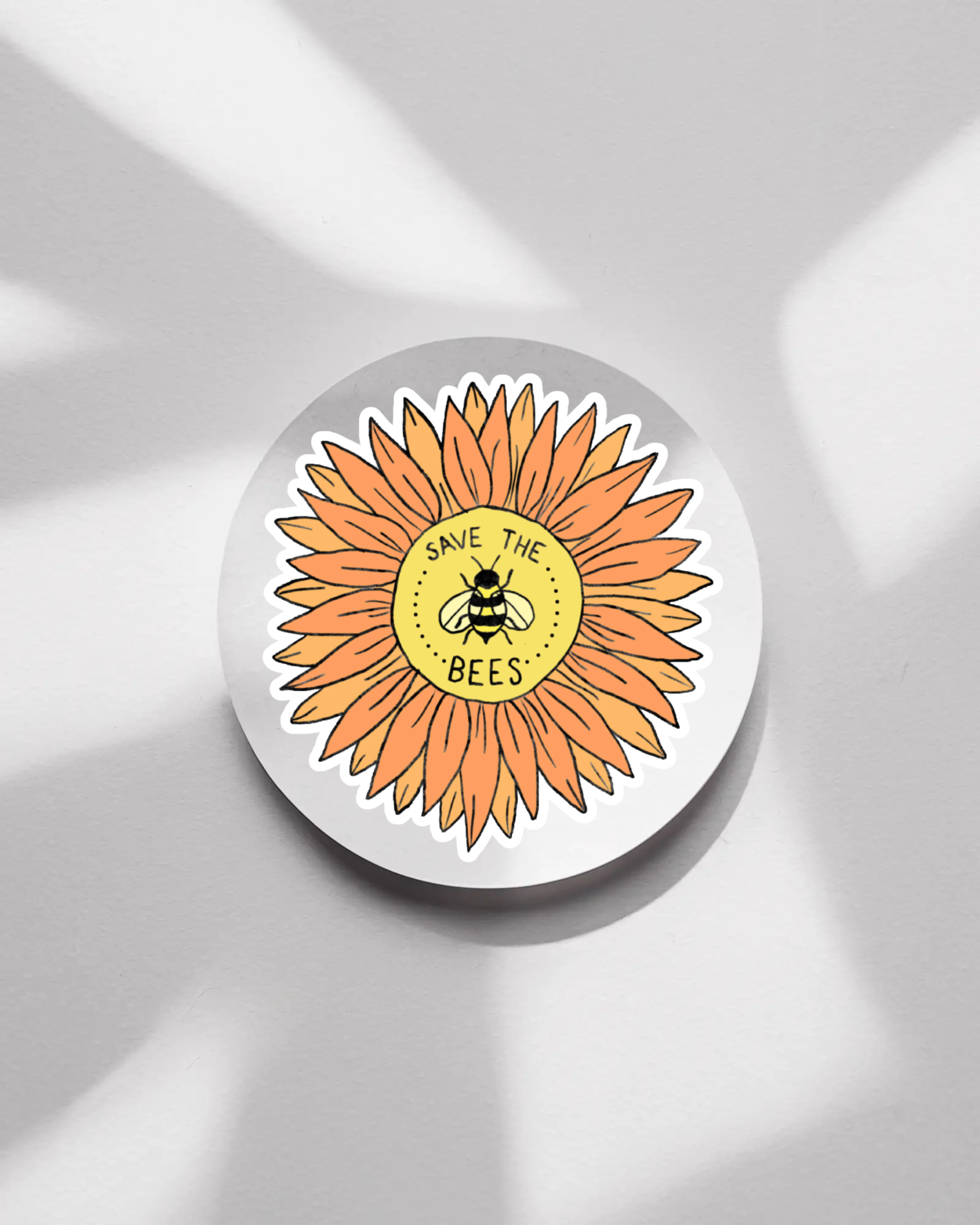 Durable, die-cut Sunflower Save the Bees Sticker