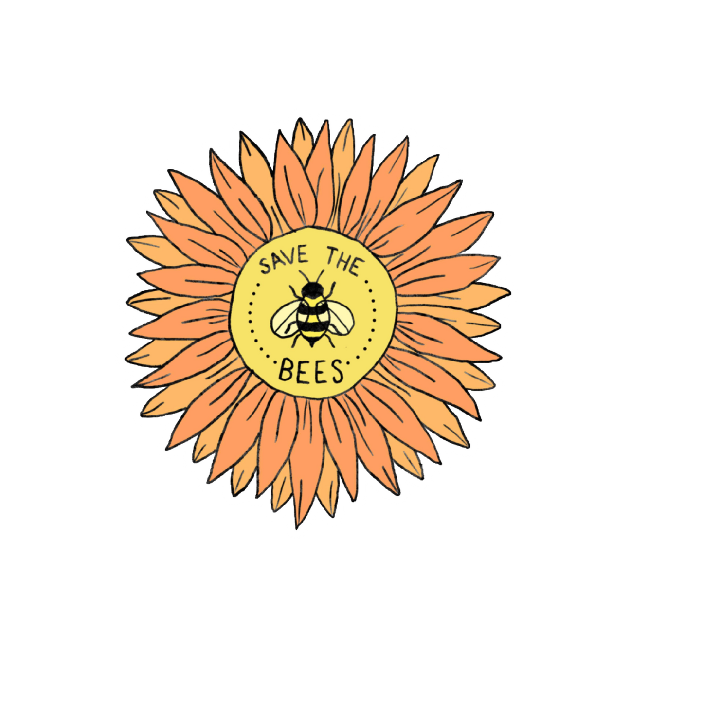 Durable, die-cut Sunflower Save the Bees Sticker