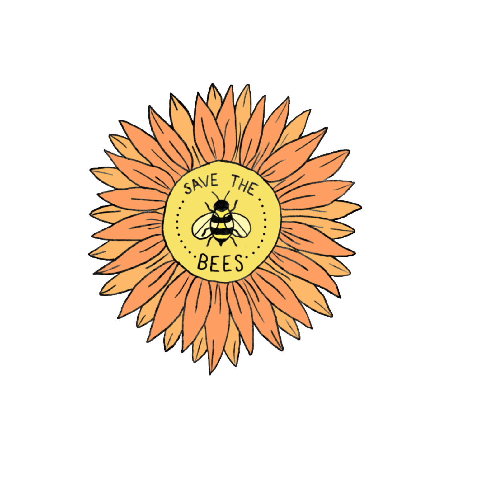 Durable, die-cut Sunflower Save the Bees Sticker