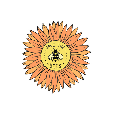 Durable, die-cut Sunflower Save the Bees Sticker