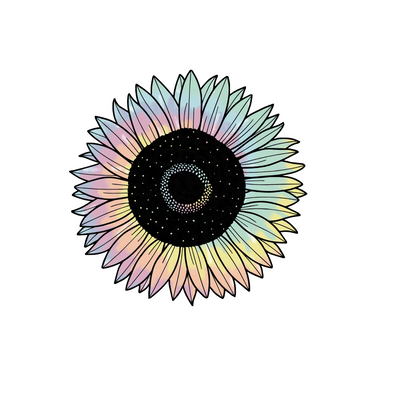 Durable, die-cut Sunflower Tie Dye Sticker