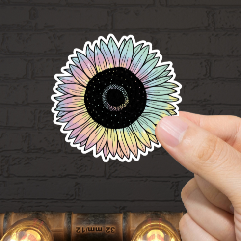 Durable, die-cut, vinyl, Sunflower Tie Dye Sticker