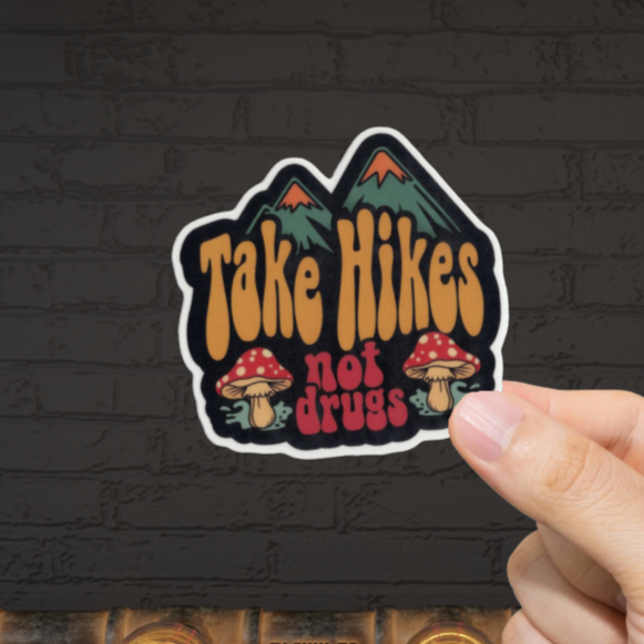 Durable, vinyl, die-cut, Take Hikes Sticker.