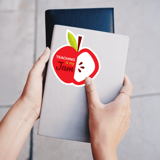 Durable, vinyl, die-cut, Teaching Is My Jam Sticker.