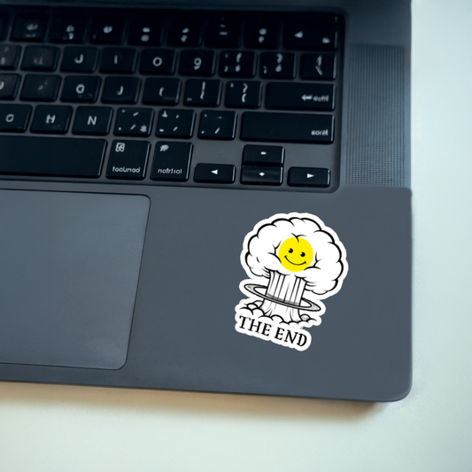 Durable, vinyl, die-cut, The End Sticker.