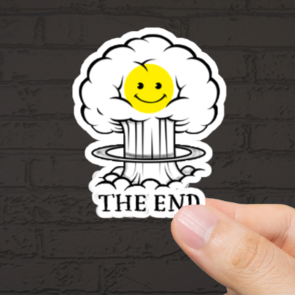 Durable, vinyl, die-cut, The End Sticker.