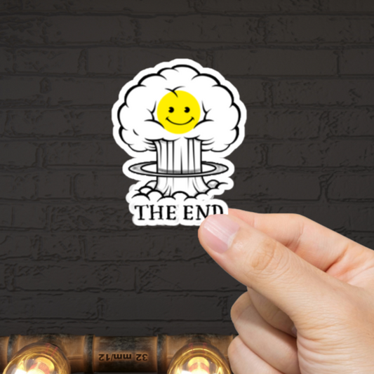 Durable, vinyl, die-cut, The End Sticker.