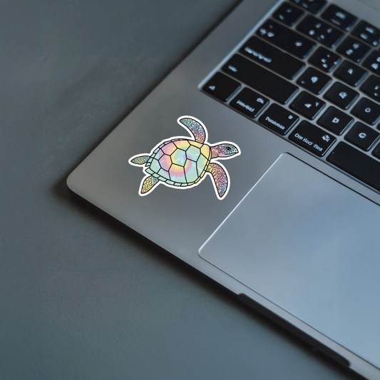 Durable, die-cut, vinyl, Tie Dye Turtle Sticker.