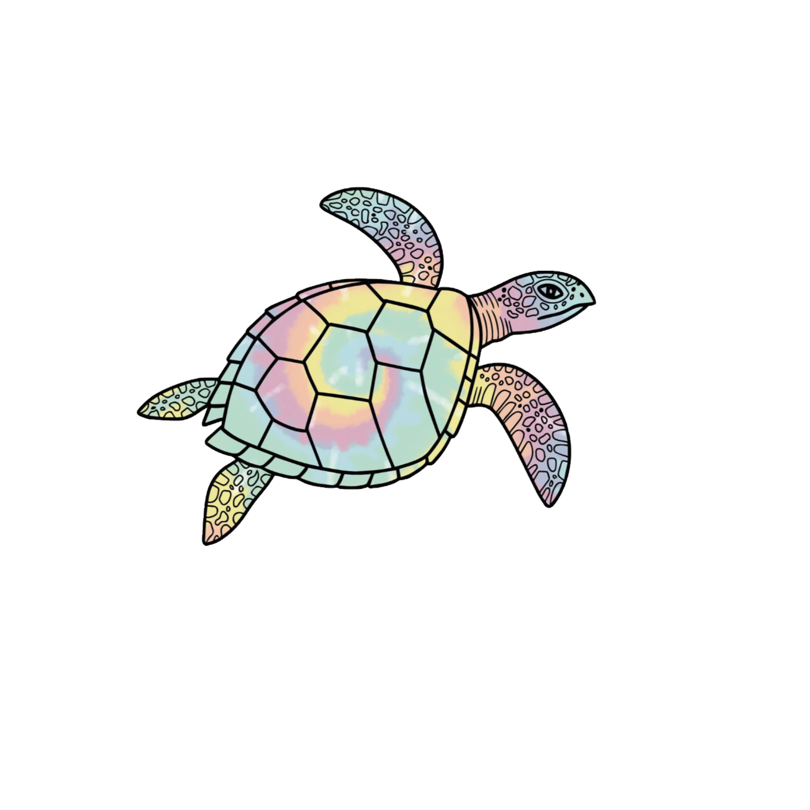 Durable, die-cut Tie Dye Turtle Sticker    