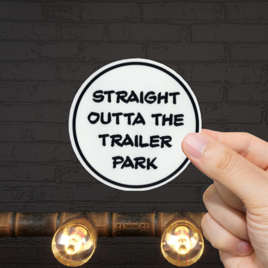 Durable, vinyl, die-cut, Trailer Park Sticker.