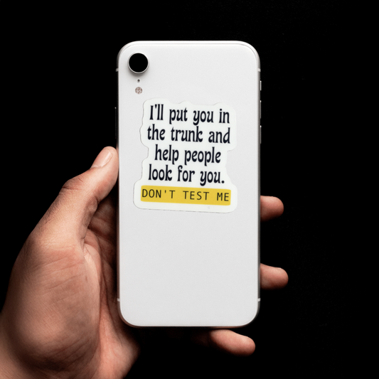 Durable, vinyl, die-cut, In The Trunk Sticker.