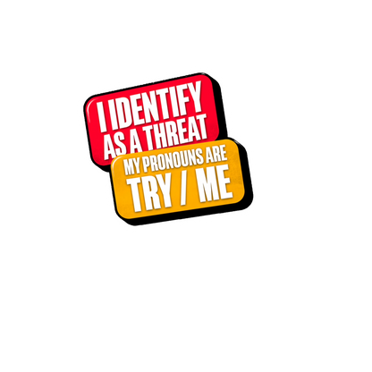 Durable vinyl die-cut Try Me Sticker