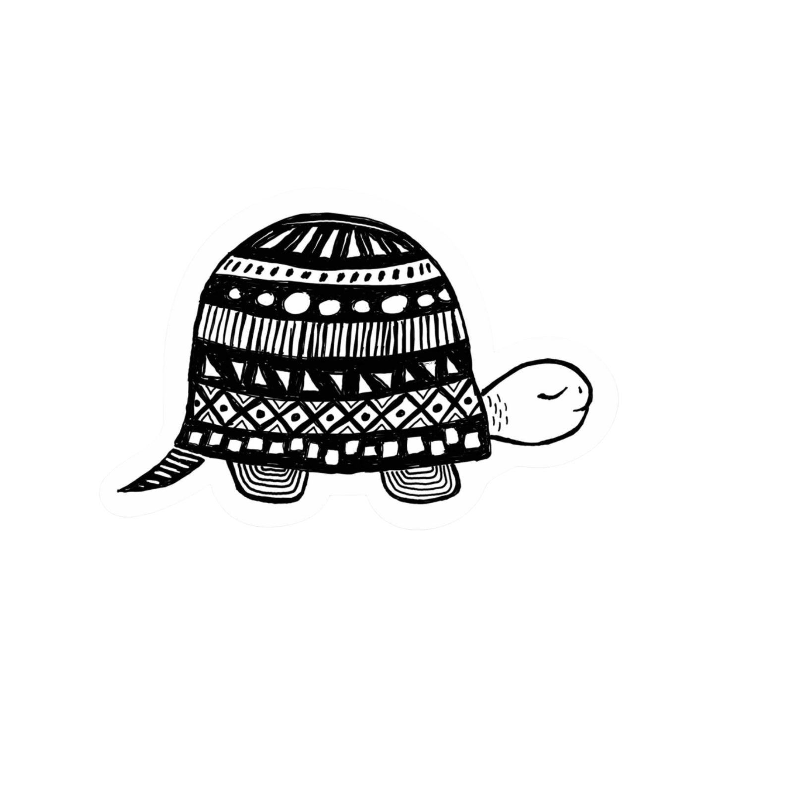 Our Turtle Art BW Sticker! unique, high-quality, vinyl, die-cut, eco-friendly stickers