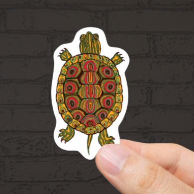 Durable, vinyl, die-cut, Turtle Art Sticker.