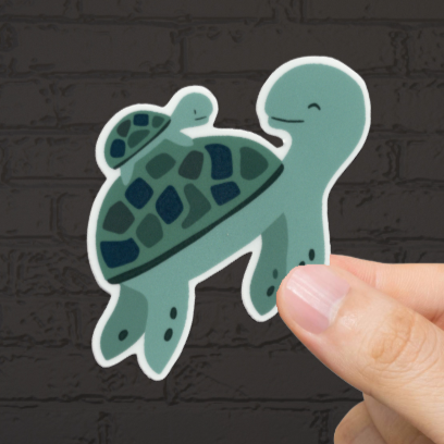 Durable, vinyl, die-cut, Turtle Mama Sticker.