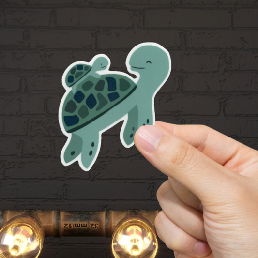 Durable, vinyl, die-cut, Turtle Mama Sticker.