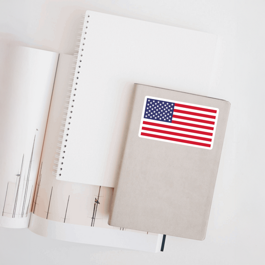 Durable, die-cut, vinyl, USA Flag Sticker.
