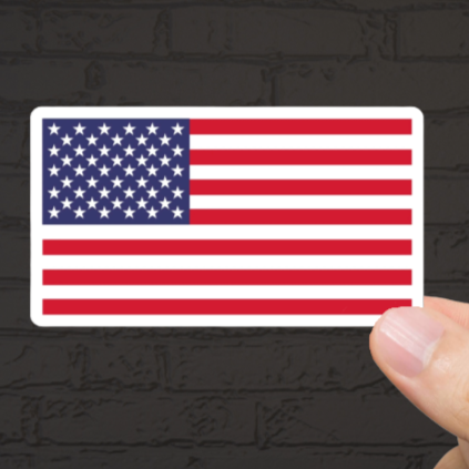 Durable, die-cut, vinyl, USA Flag Sticker.