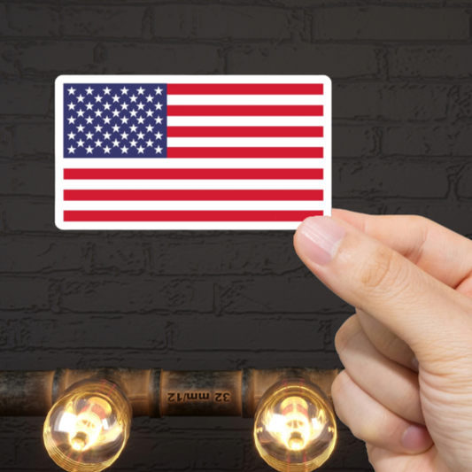 Durable, die-cut, vinyl, USA Flag Sticker.