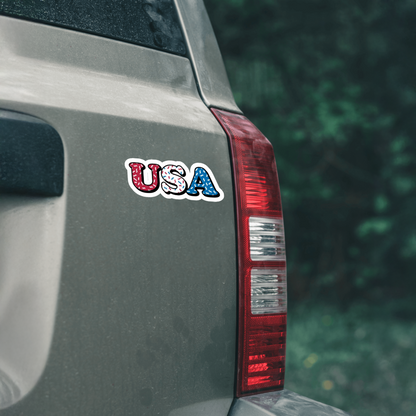 Durable, die-cut, vinyl, USA Letters Sticker.