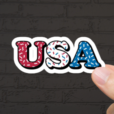 Durable, die-cut, vinyl, USA Letters Sticker.