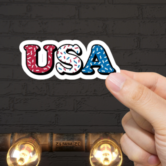 Durable, die-cut, vinyl, USA Letters Sticker.