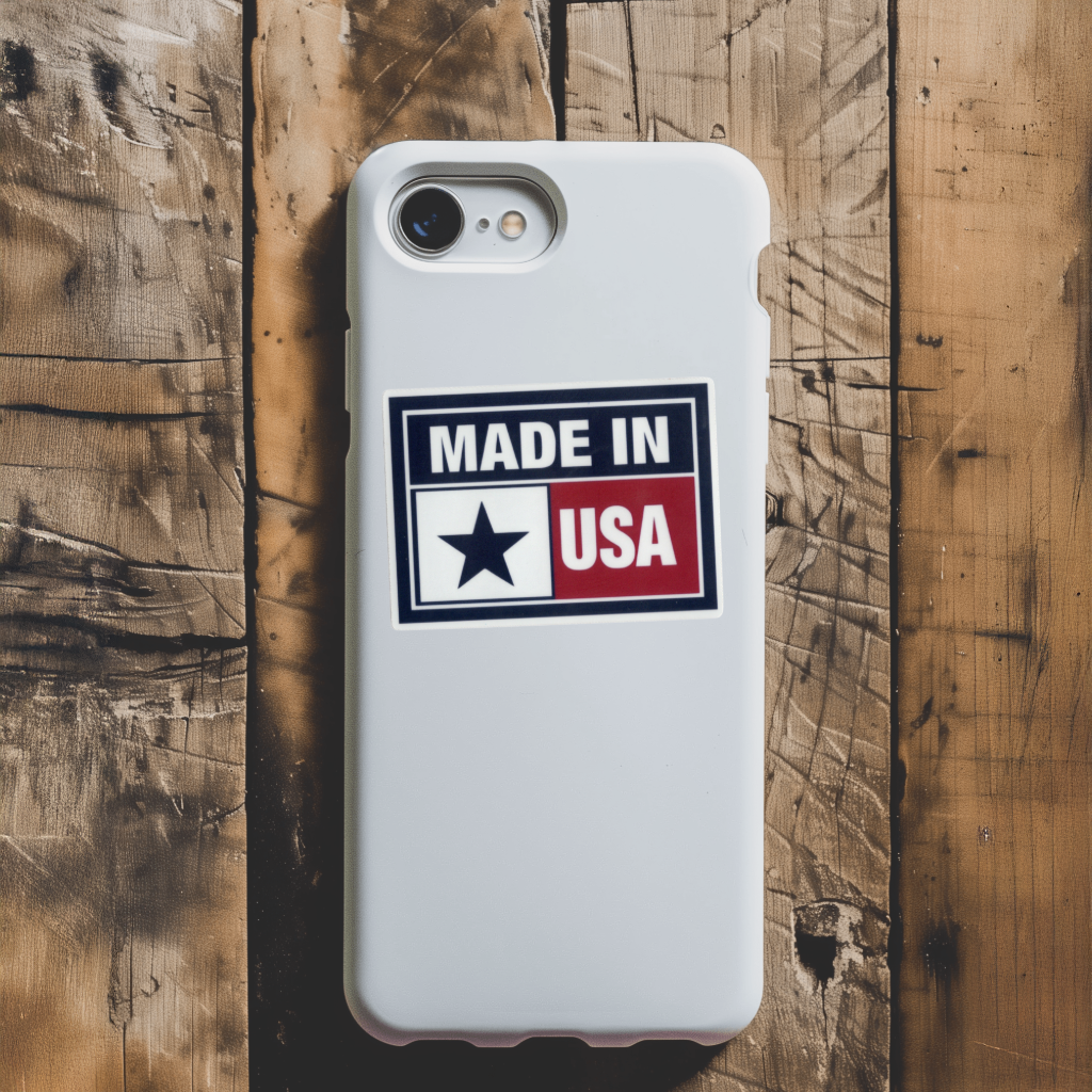 Durable, vinyl, die-cut, Made In USA Sticker.