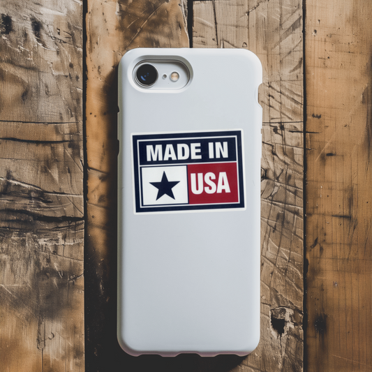 Durable, vinyl, die-cut, Made In USA Sticker.