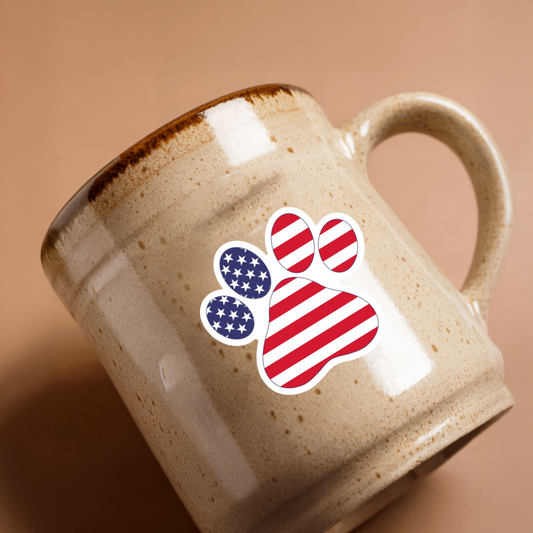 Durable, die-cut, vinyl, USA Paw Sticker. 