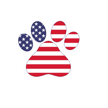Durable, die-cut USA Paw Sticker