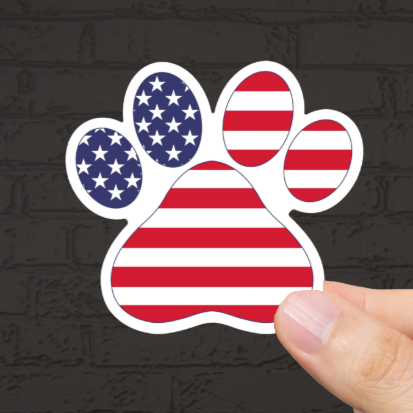 Durable, die-cut, vinyl, USA Paw Sticker.
