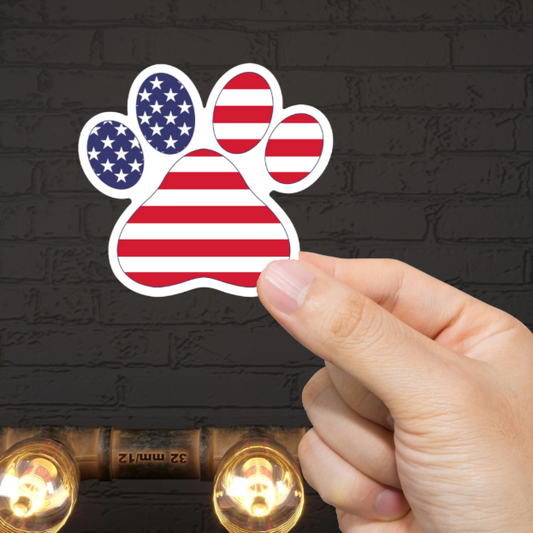 Durable, die-cut, vinyl, USA Paw Sticker.