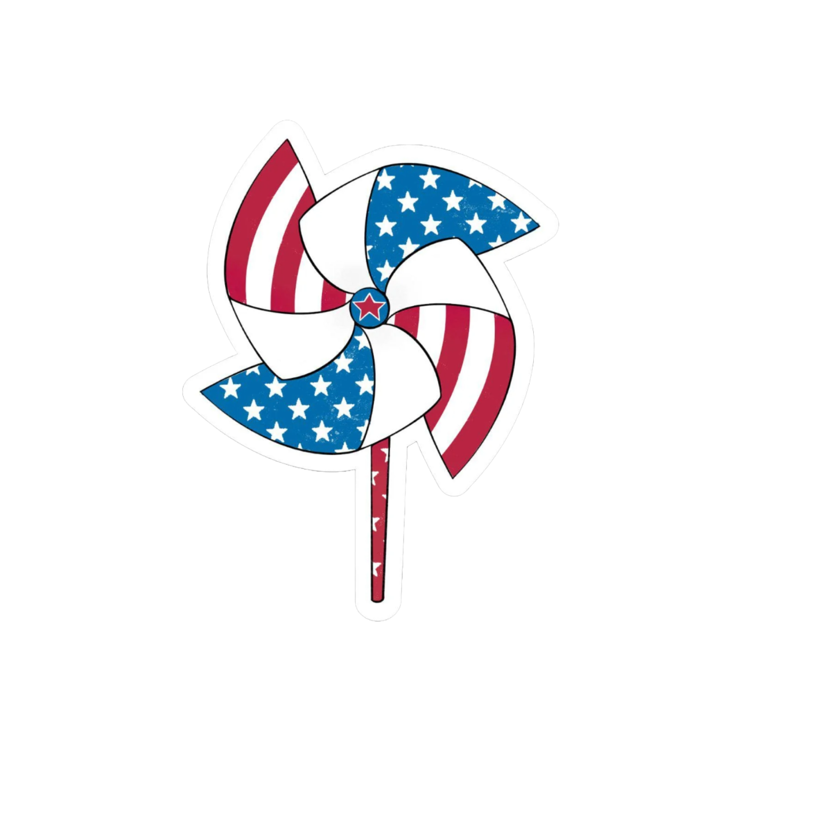Durable, die-cut USA Pinwheel Sticker