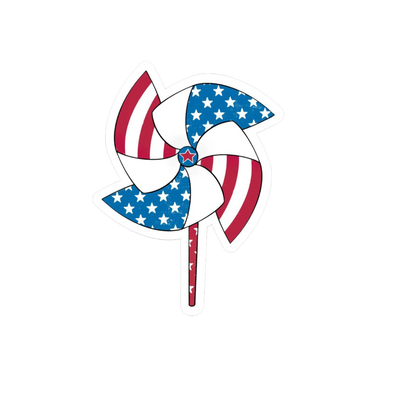 Durable, die-cut USA Pinwheel Sticker