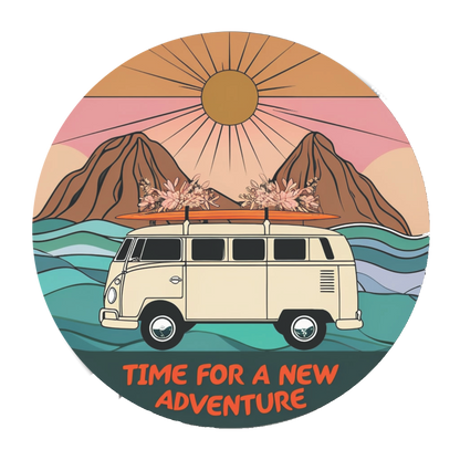 Durable vinyl, die cut VW Adventure Sticker