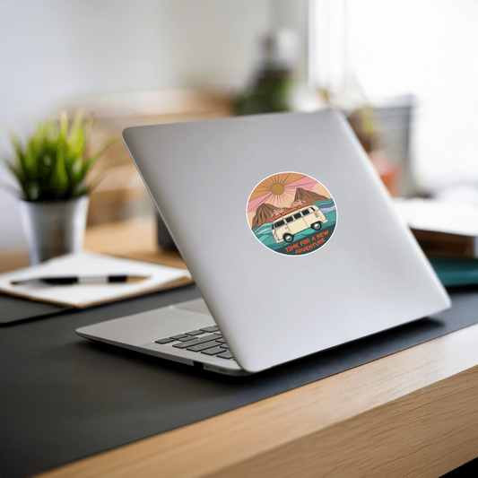 Durable, vinyl, die cut. VW Adventure Sticker.